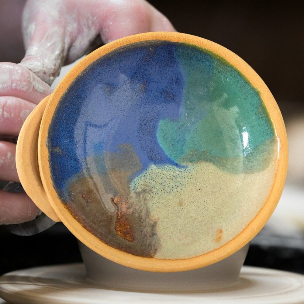 Handcrafted 5.5" Ceramic Bowl With Blue & Green Glaze - Annapolis Pottery